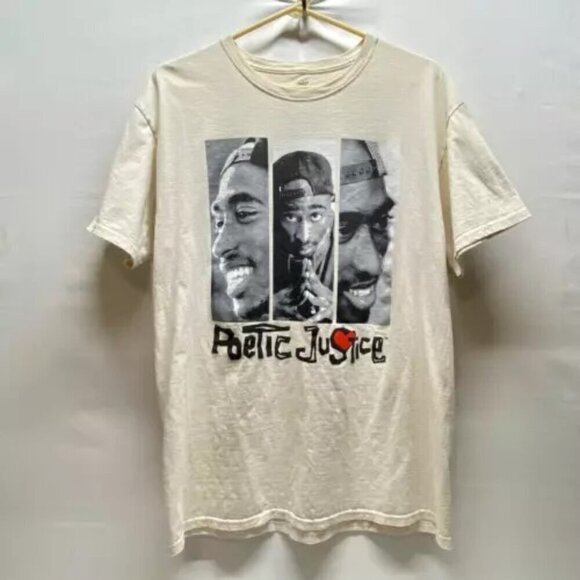 2 Pac TuPac Poetic Justice Shirt Philcos Adult Large Cream Graphic Logo T-Shirt - Picture 12 of 12